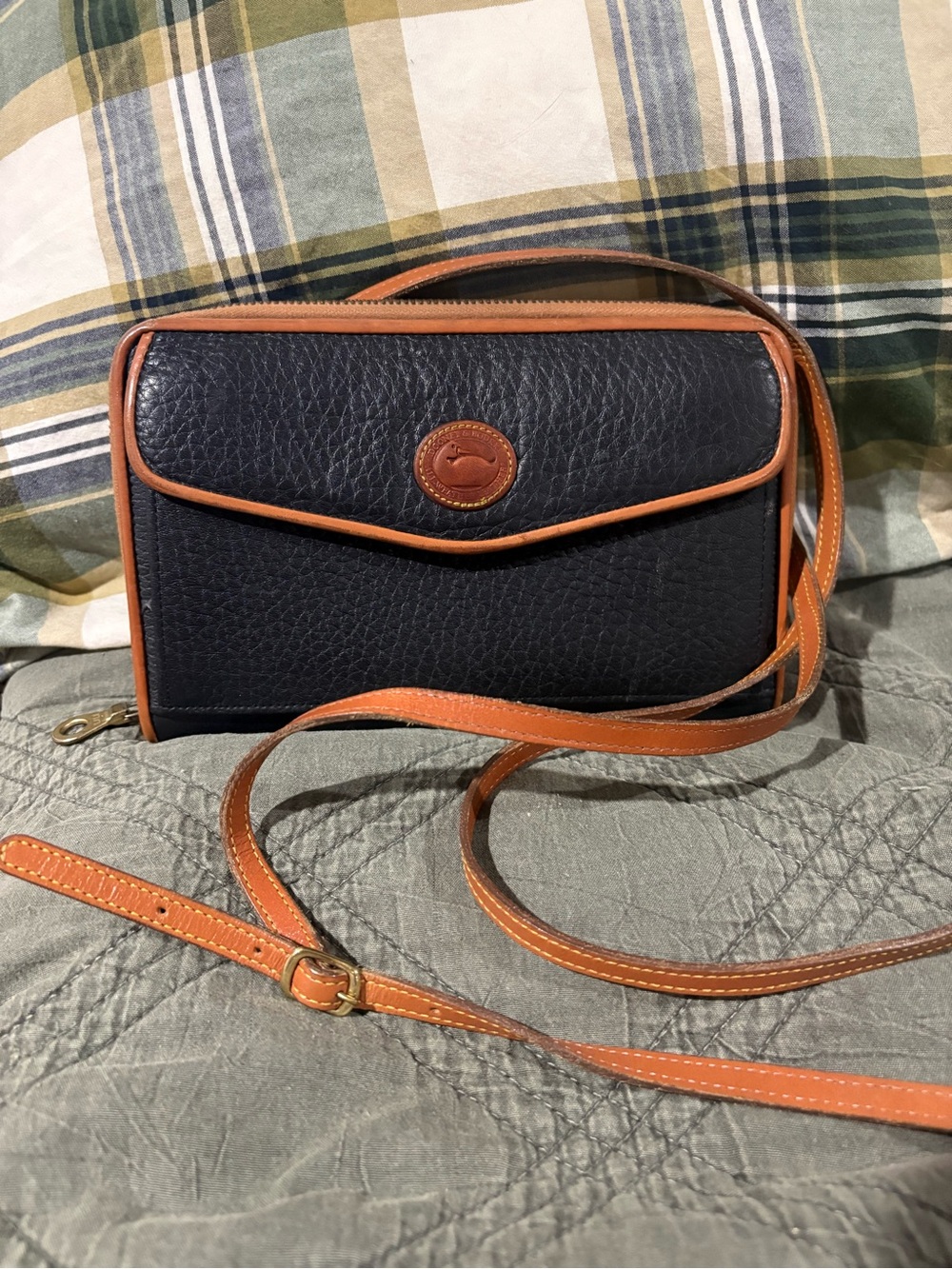 Vintage 90's Dooney & Bourke Leather Crossbody Wallet / Made In USA